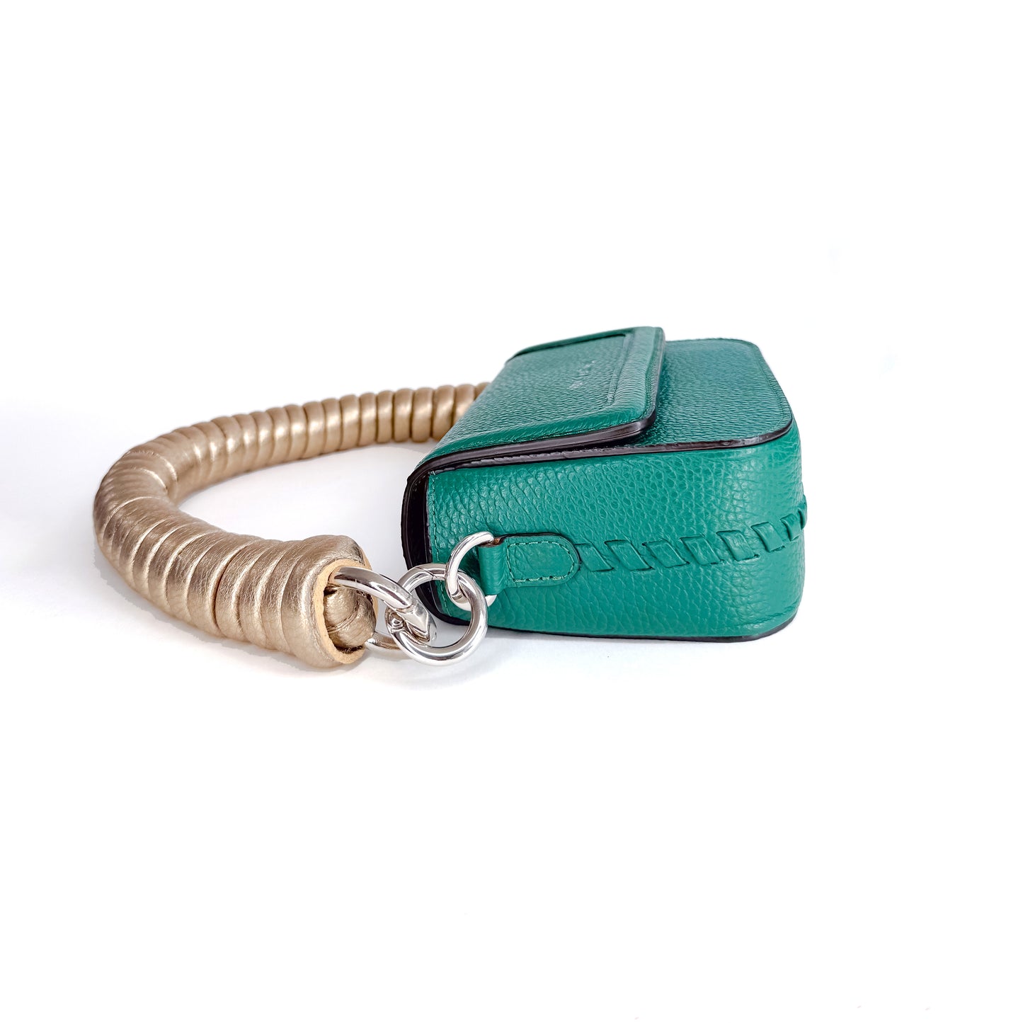 Bolsa Mila | Mini cartera 3 en 1 (bandolera / clutch/ de brazo) en cuero color verde aguacate 4