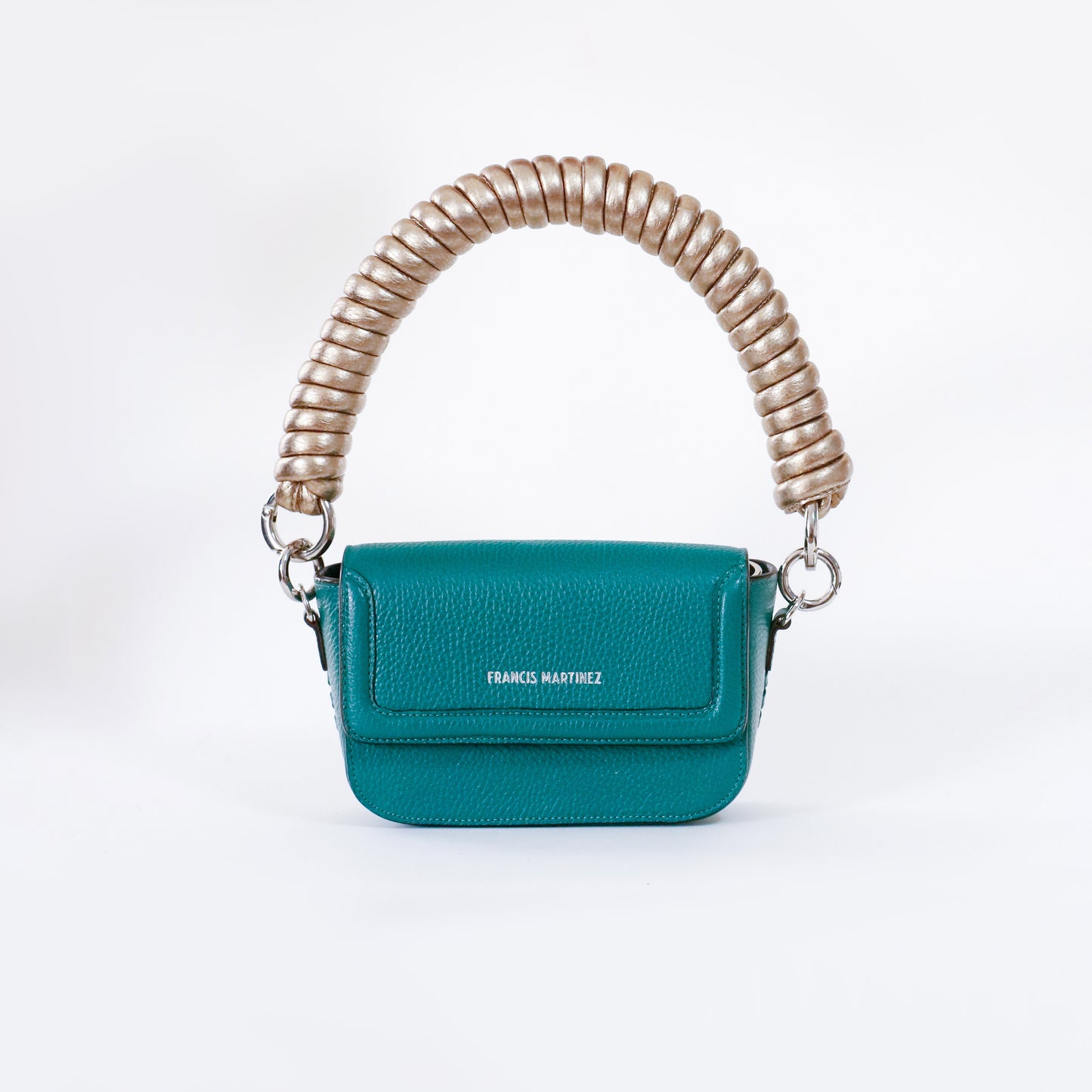 Bolsa Mila | Mini cartera 3 en 1 ( bandolera / clutch/ de brazo) en cuero color verde aguacate