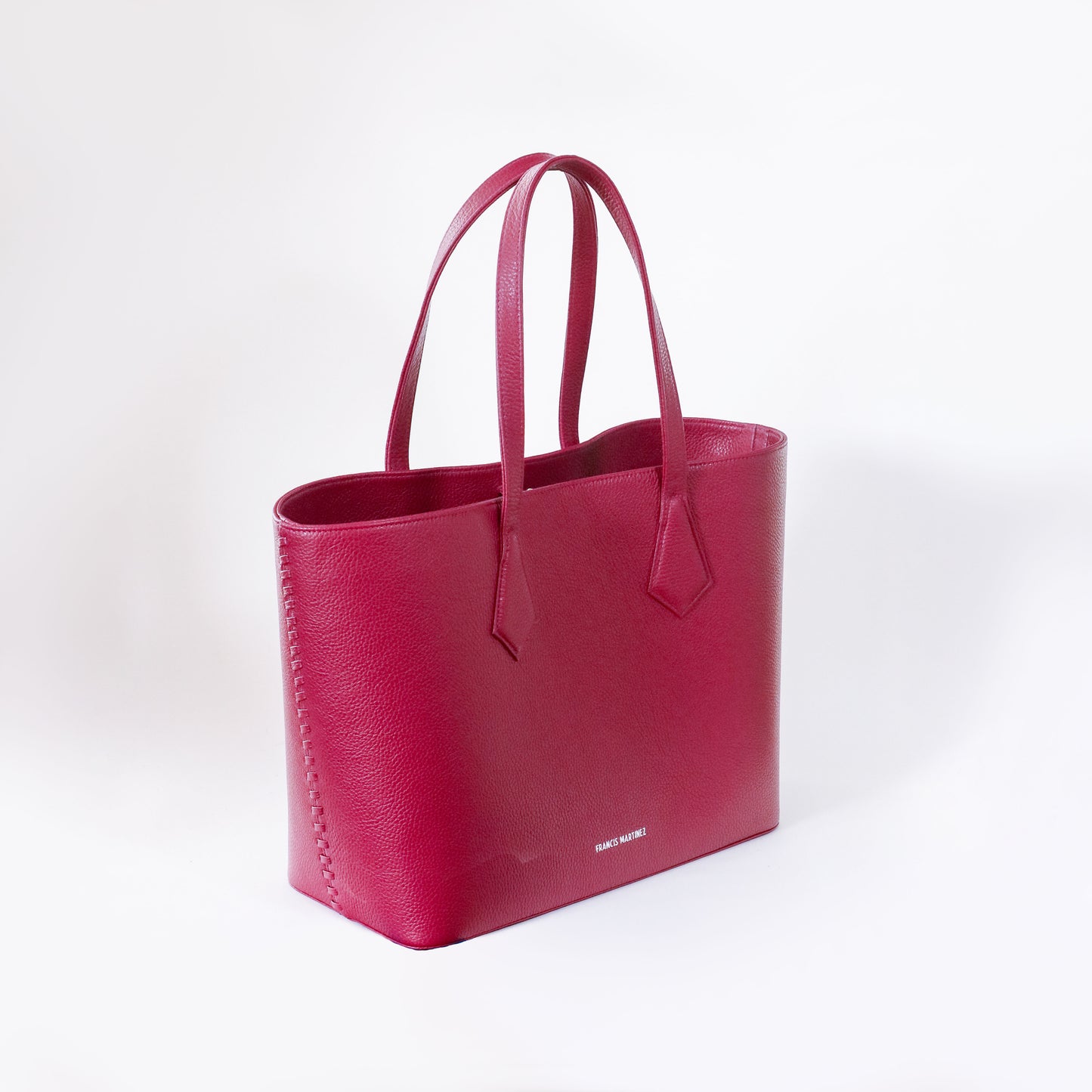 Bolso Tote Fm | Cartera tipo shopping en cuero color magenta