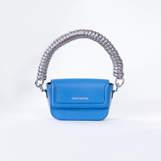 Bolsa Mila | Mini cartera 3 en 1 ( bandolera / clutch/ de brazo) en cuero color azul
