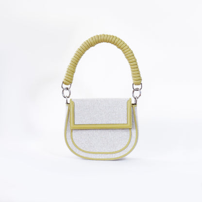 Bolso Luna | Bandolera combinada en tela y cuero con accesorios desmontables en color verde pistacho