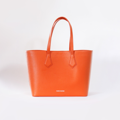 Bolso Tote Fm | Cartera tipo shopping en cuero color naranja