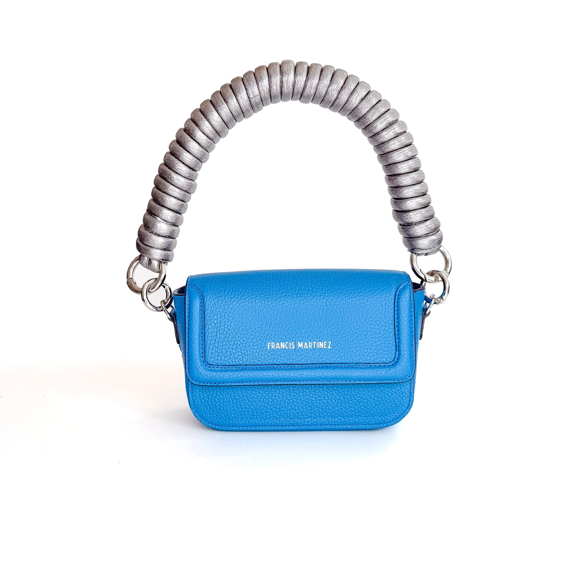 by francis martinez_Bolsa Mila | Mini cartera 3 en 1 (bandolera / clutch/ de brazo) en cuero color azul 3