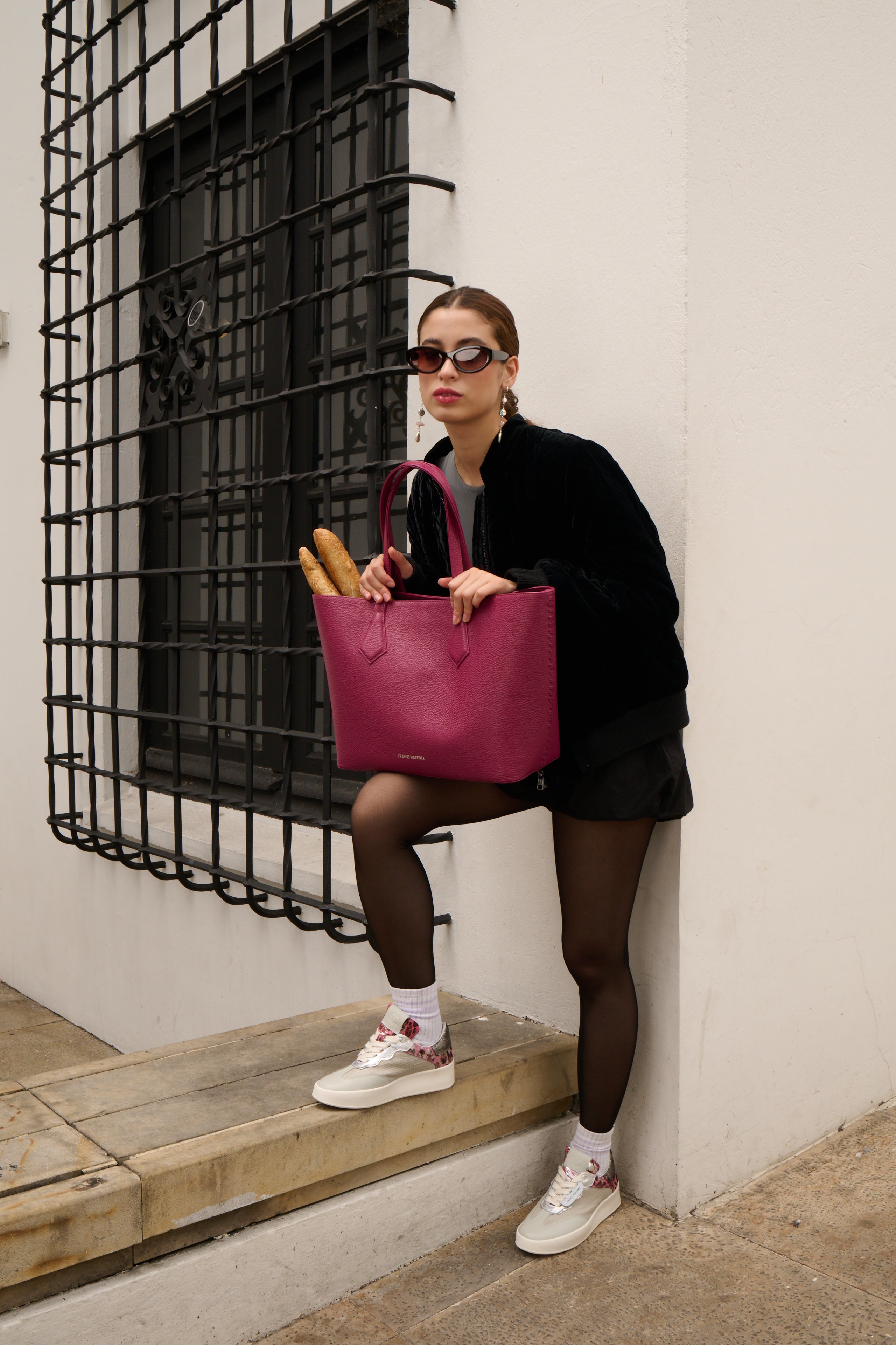 by francis martinez_Bolso Tote Fm | Cartera tipo shopping en cuero color magenta 2