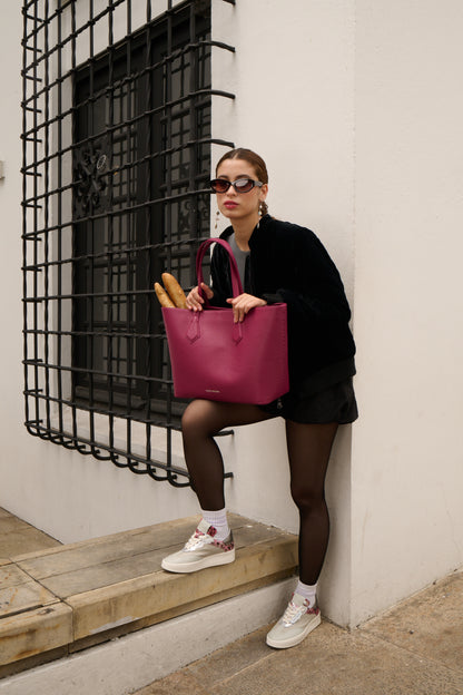 by francis martinez_Bolso Tote Fm | Cartera tipo shopping en cuero color magenta 2