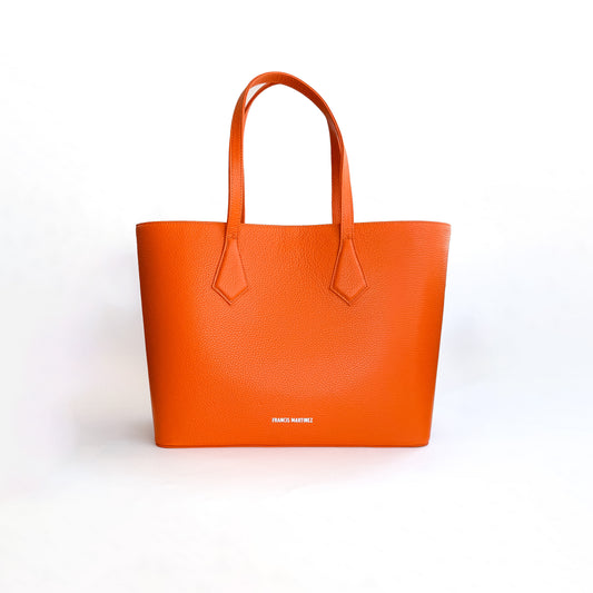 by francis martinez_Bolso Tote Fm | Cartera tipo shopping en cuero color naranja