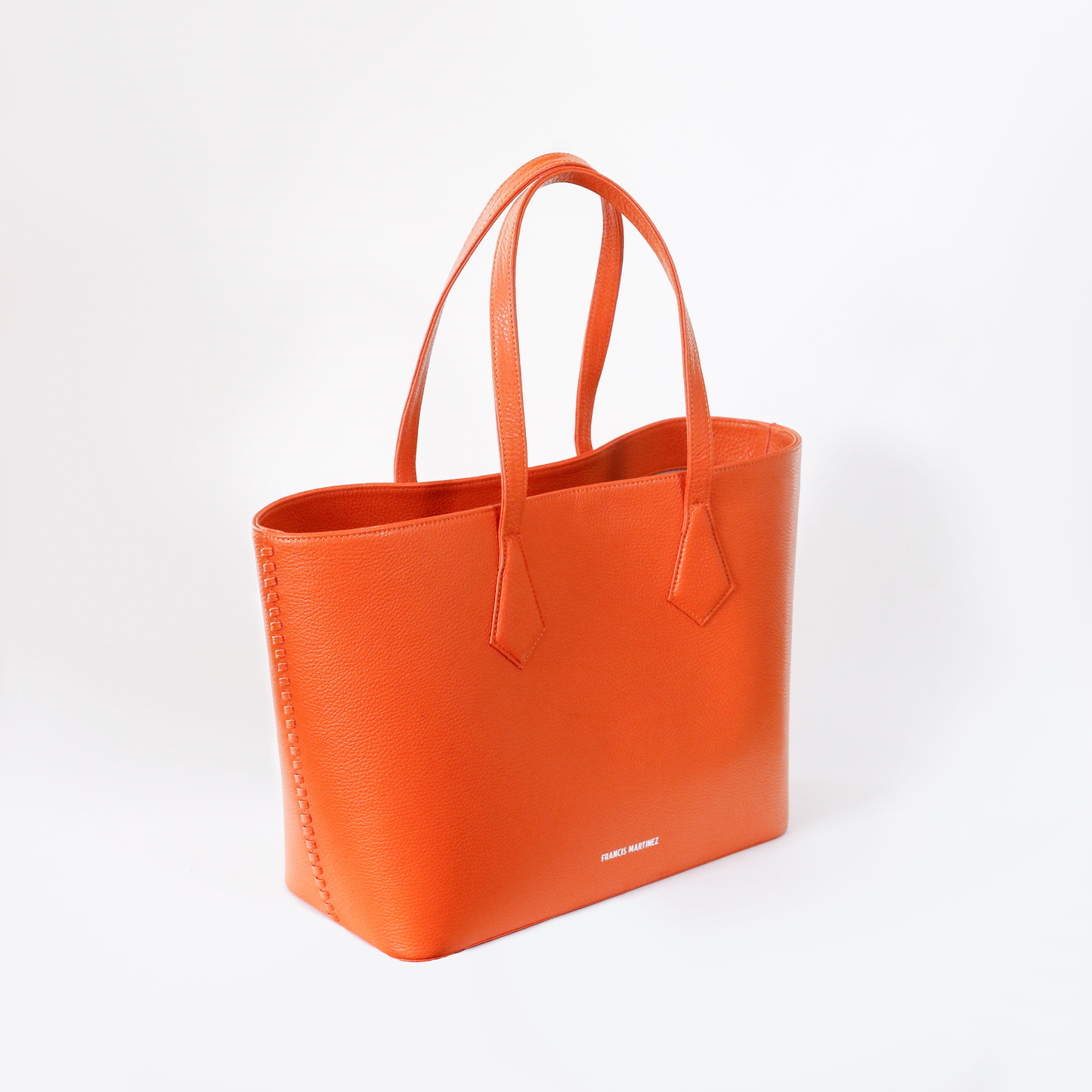 Bolso Tote Fm | Cartera tipo shopping en cuero color naranja