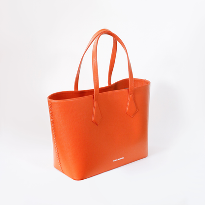 Bolso Tote Fm | Cartera tipo shopping en cuero color naranja